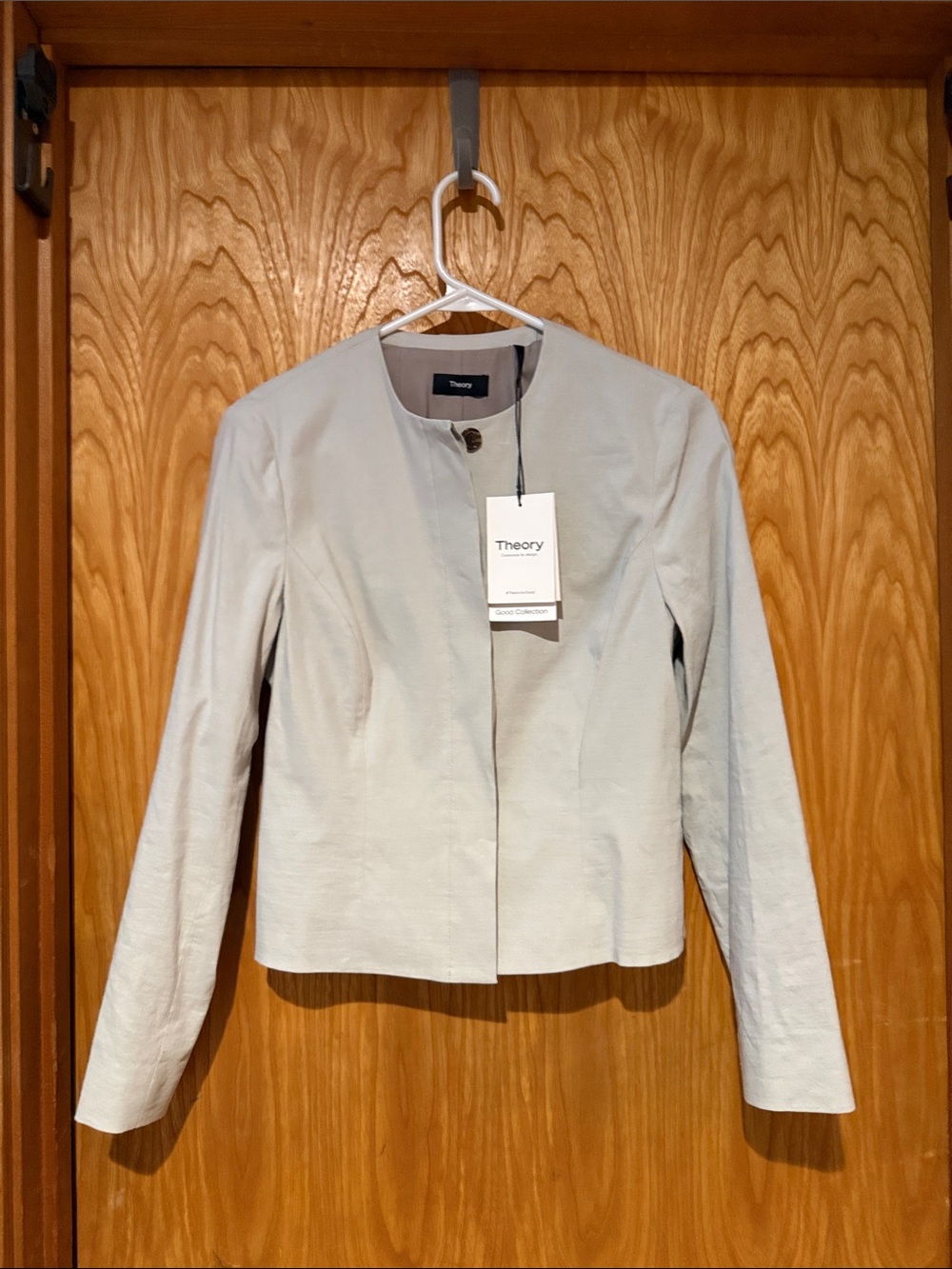 Theory Light Gray Collarless Women's Blazer